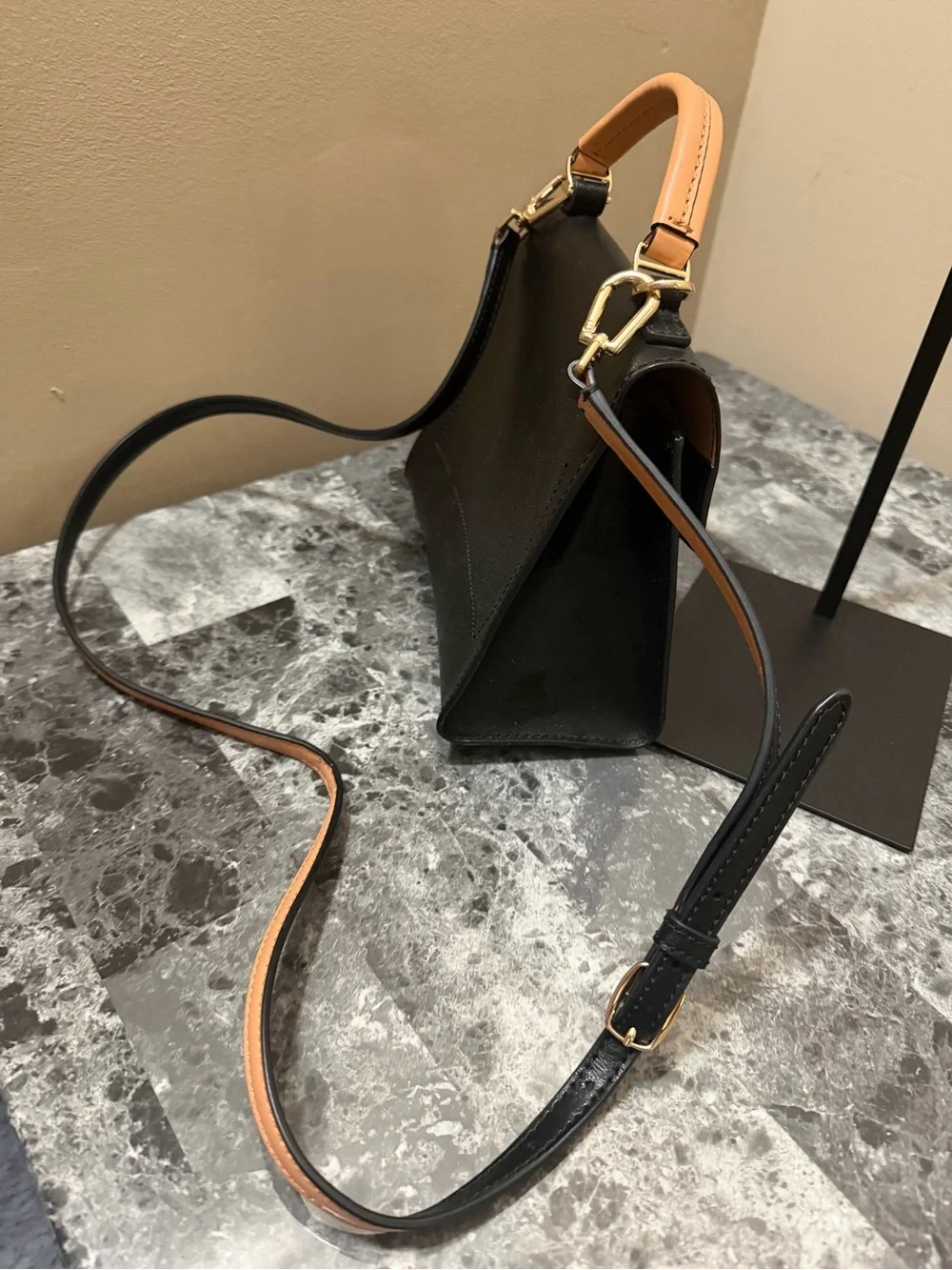 Tory Burch Black Leather Top-Handle Crossbody Bag - Picture 7 of 10